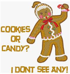 detailed christmas gingerbread man machine embroidery pattern - Cookies Or Candy for kitchen tea towels