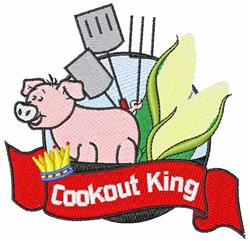 detailed king machine embroidery pattern - Cookout King perfect for kitchen aprons