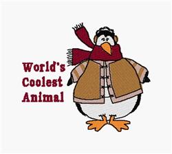 Coolest Animal - 5x7 penguin detailed embroidery design for patchwork quilt blocks