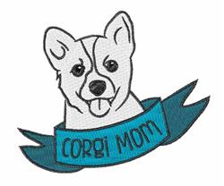 puppy dog detailed machine digital embroidery - Corgi Mom perfect for kitchen aprons