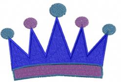 Playful crown with purple base and light blue, pink embellishments, perfect for birthday celebrations.