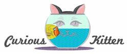 detailed kitten machine embroidery pattern - Curious Kitten for reusable tote bags