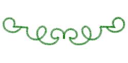 Curly scroll design featuring playful green scrolls with soft textures, ideal for quilting and decorative crafts.