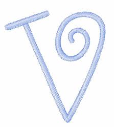 case quick stitch machine embroidery - Curly Upper Case V perfect for cute baby onesies