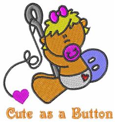 heart detailed machine digital embroidery - Cute As A Button perfect for Diaper Bags