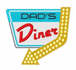 Dads Diner - 4x4 diner detailed machine embroidery design for kitchen tea towels