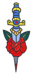 Dagger And Rose - 5x7 rose detailed embroidery design for decorative wall hangings