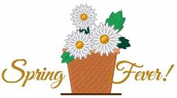 Colorful flower pot with vibrant white daisies, golden 'Spring Fever!' text, perfect for spring decor.