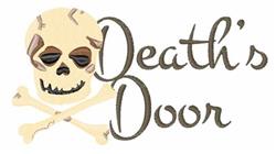 beginner-friendly halloween cross machine embroidery pattern - Deaths Door for kitchen aprons