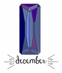 Modern rectangular gemstone in blue and purple shades, designed for December, with elegant 'December' text below.