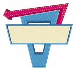 Playful decorative banner with a large blue background, vibrant pink arrow, and blank space for customization.