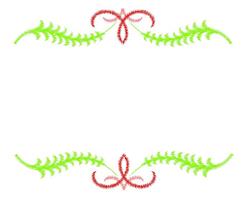Decorative scroll design featuring green scrolls and red bows, intricately embroidered for quilting projects.