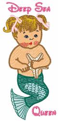 mermaid detailed machine embroidery - Deep Sea Queen perfect for reusable tote bags