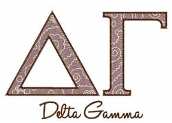beginner-friendly gamma machine embroidery pattern - Delta Gamma for kitchen aprons