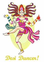 Desi Dancer - 5x7 dancer detailed machine embroidery design for reusable tote bags
