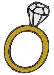 Playful diamond ring with a vibrant yellow band and black outline, perfect for wedding embroidery.