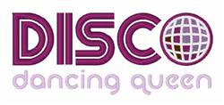 Bold text design 'DISCO' with globe in 'O', vibrant purple and pink colors, perfect for party themes.