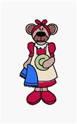 detailed bear machine embroidery pattern - Dish Washing Bear for kitchen tea towels