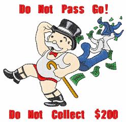 not detailed machine digital embroidery - Do Not Pass Go perfect for reusable tote bags
