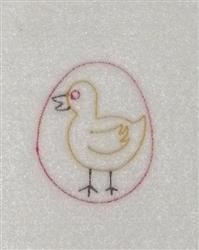 Playful duck nestled inside an oval egg, soft colors, pink eye accent, perfect for Easter celebrations.