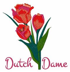 detailed spring leaf machine embroidery pattern - Dutch Dame for kitchen tea towels
