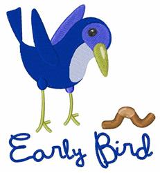 detailed summer bird machine embroidery pattern - Early Bird & Worm for decorative pillow covers