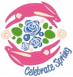 Easter Celebrate Spring - 4x4 bunny rabbit detailed embroidery design for kitchen tea towels
