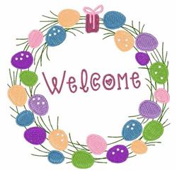 wreath detailed machine embroidery - Easter Welcome Wreath perfect for kitchen aprons