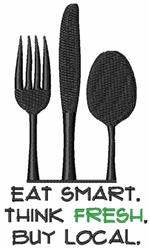 beginner-friendly smart machine embroidery pattern - Eat Smart for kitchen aprons