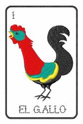 beginner-friendly bird machine embroidery pattern - El Gallo for kitchen tea towels