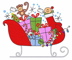 Sleigh With Presents Embroidery Design | EmbroideryDesigns.com