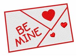 Playful envelope with hearts and bold 'BE MINE' text, perfect for Valentine's Day, on a bright white background.