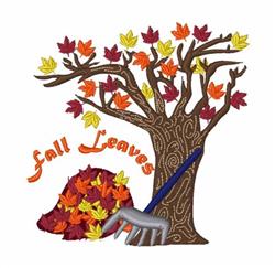 tree detailed machine digital embroidery - Fall Leaves perfect for kitchen aprons