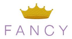 Playful crown above 'FANCY' in vibrant purple, joyful birthday design, perfect for festive occasions.