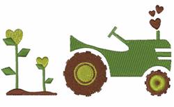 Farm Tractor - 5x7 leaf beginner-friendly embroidery design for kitchen tea towels