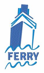 Stylized ferry near waves, in a modern blue color scheme, capturing a nautical theme. Ideal for adding to decor.