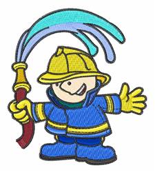 detailed kid machine embroidery pattern - Fireman Kid perfect for reusable tote bags