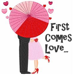 heart detailed machine embroidery - First Comes Love perfect for Greeting Cards