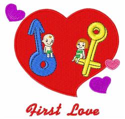 heart detailed machine digital embroidery - First Love perfect for reusable tote bags