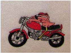 Flamingo Biker - 4x4 bird detailed embroidery design for decorative pillow covers