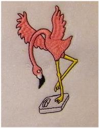 bird beginner-friendly machine embroidery - Flamingo On Scale for decorative pillow covers