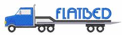 Bold blue flatbed truck with streamlined body and distinct wheels, featuring 'FLATBED' text in matching colors.