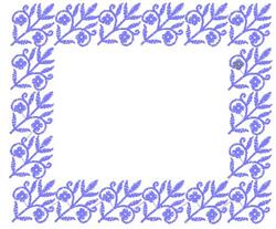 Floral border design with intertwined leaves and blooms in soft blue hues, showcasing elegant decorative embroidery.