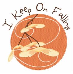 Round floral design with a whimsical style featuring orange background and 'I Keep On Falling' text.