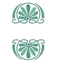 Decorative scroll design featuring stylized floral shapes and elegant swirls in shades of green, ideal for home decor.
