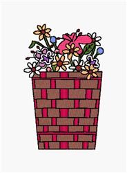 detailed leaf machine embroidery pattern - Flower Basket for decorative pillow covers