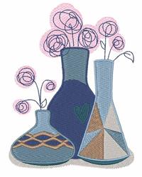 detailed leaf machine digital embroidery pattern - Flower Vases perfect for Wall Art