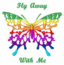 Fly Away - 4x4 butterfly detailed machine embroidery design for reusable tote bags