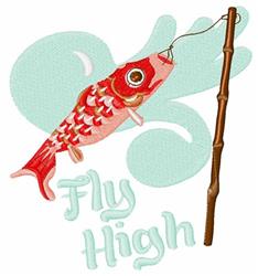 detailed sock machine embroidery pattern - Fly High Koi Wind Sock for reusable tote bags