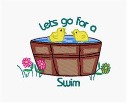 For A Swim - 4x4 bird detailed machine embroidery design perfect for cute baby onesies